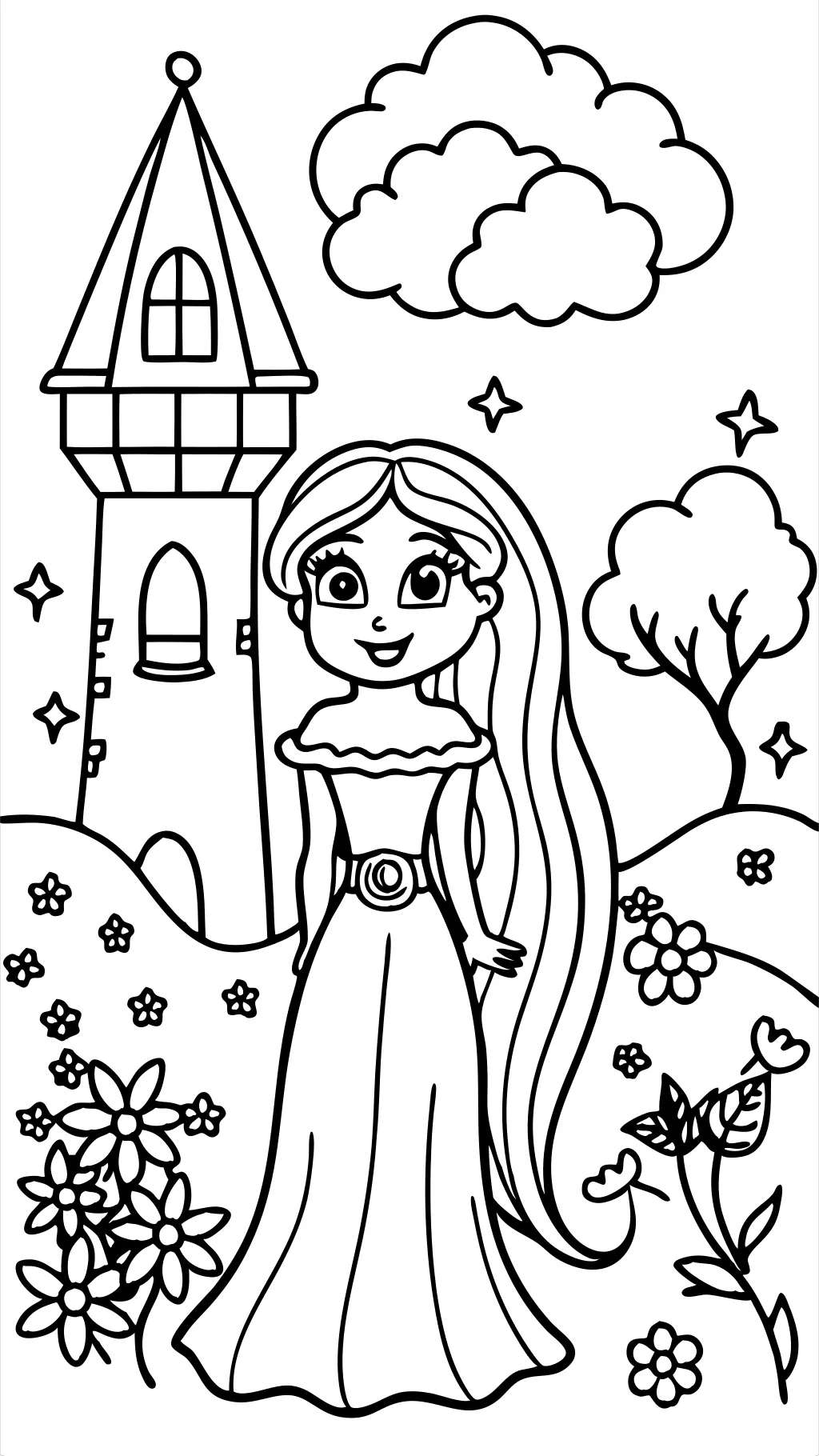 rapunzel free coloring pages